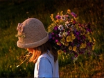 Girl holding flowers