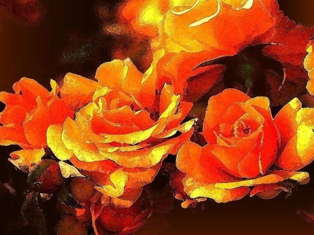 BOUQUET OF ORANGE AND YELLOW ROSES - roses, orangeyellow, gorgeous, beautiful