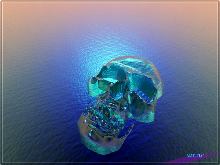 Skull Glow. jpg - skull, colors, blue, floating