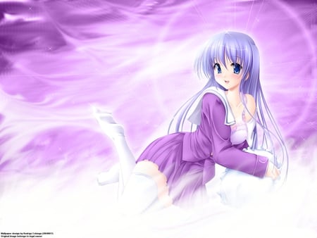 Girl - anime, purple, girl, cute, sun