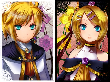 Len & Rin - sexy, brothers, kagamine rin, girl, blue eyes, blonde hair, vocaloid, boy, anime, kagamine len, cute, short hair