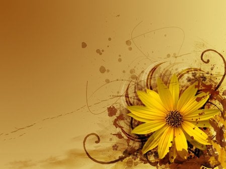 Windows7 flower theme - flower, yellow, abstract