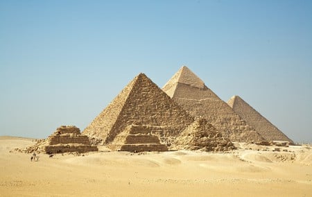 Egyptian pyramids - egypt, people, pyramids, desert, heat