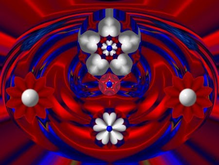 Red White and Blue I - fractal, eye candy, abstract