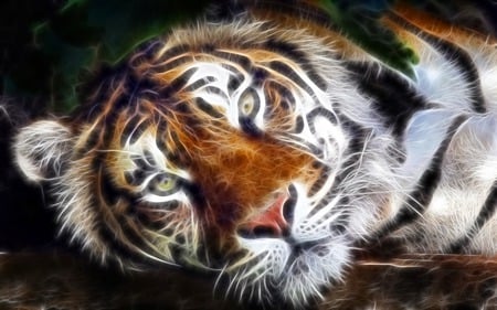 Fractal Tiger - fractal, cat, wild, animal, tiger