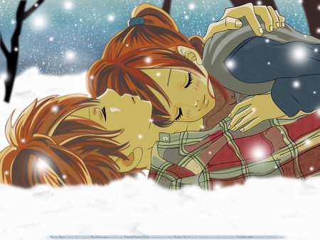 Bokura Ga Ita - bokura ga ita, anime, snow, girl, brown hair, love, short hair, boy, cute, couple, sexy