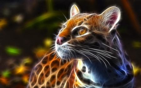 Fractal Ocelot - animal, ocelot, cat, wild, fractal