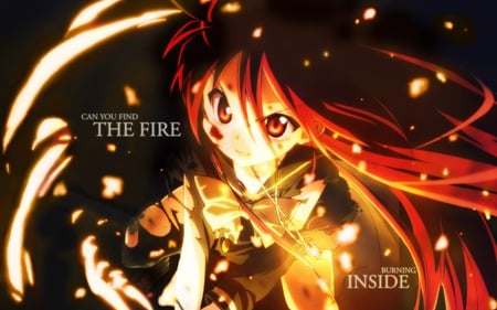 Anime girl - girl, anime, flame, fire