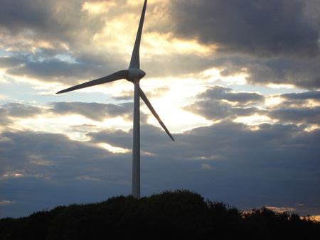 windturbine at sunset