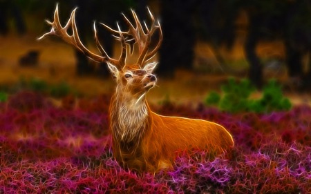 Fractal Stag - stag, animal, deer, wild, fractal