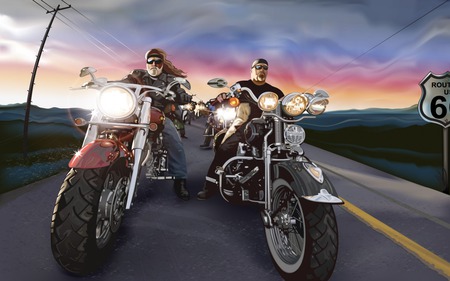 On the Road again - road, bike, biker, harley