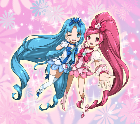 Heartcatch Precure! - pretty, cure marine, blue, erika kurumi, cute, tsubomi hanasaki, pink, cure blossom