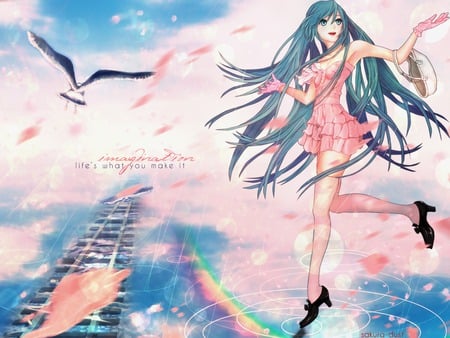 Imagination - rainbow, funny, colorul, hatsune, pretty, vocaloid, blue, miku, diva, cute