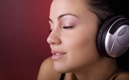 girl - nose, headphone, lips, girl, face, hair