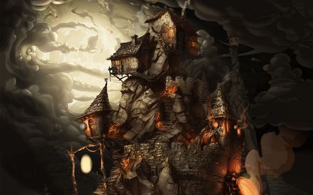 fantasy homes - fantasy, light, home, dark