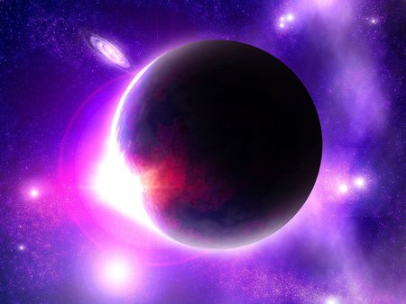 Purple eclipse - eclipse, purple, planet, space