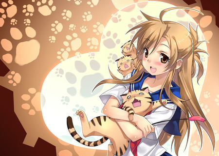 neko ai - pretty, anime, school, girl, paws, paw, funny, cute, cats, hug, print