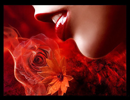 lips-rose - lip, sexy, hot, lips, female, girl, rose, witch, art, gorgeous, abstract, red, 3d, flower