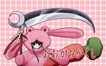 ookami kakushi - costum, scythe, animal, carrot, cute, stuffed, pink