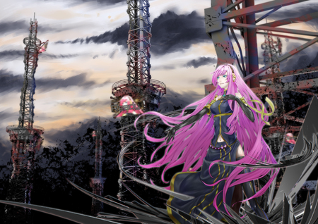 vocaloid - anime, luka, tower, vocaloid