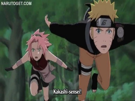 naruto and sakura chasing after kakashi - anime, wallpapers, other