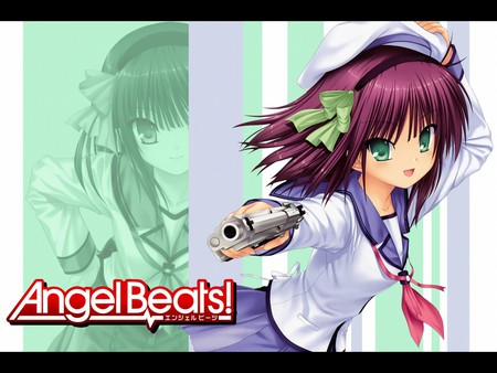 angel beats yuri - school, girl, cute, gun