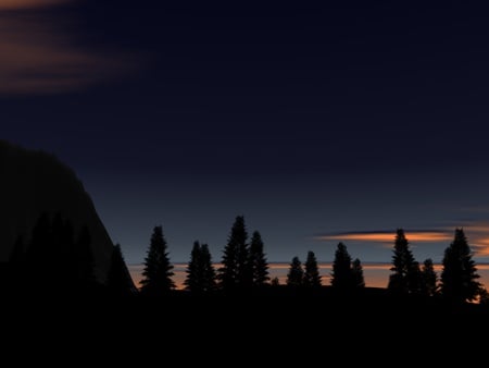 3D sunset - sky, sun, night, sunset, nature, abstract, forest, dark, 3d