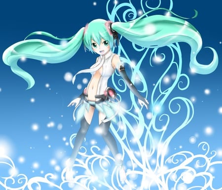 Hatsune Miku - anime, vocaloid, twintails, girl, hatsune miku, long hair, blue hair, cute, sexy, blue eyes