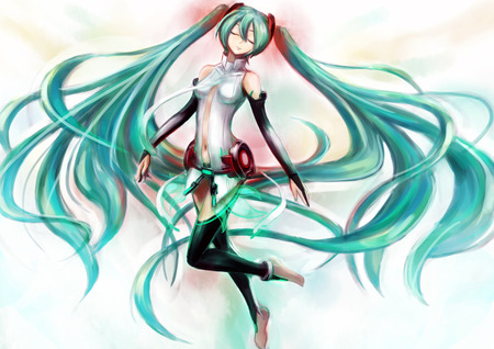 Hatsune Miku - anime, vocaloid, twintails, girl, hatsune miku, long hair, blue hair, cute, sexy, blue eyes