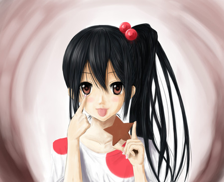 Nakano Azusa - brown eyes, anime, girl, long hair, k-on, nakano azusa, black hair, cute, sexy