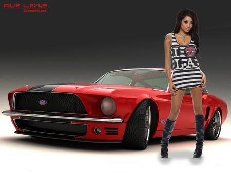 Alie Layus - babe, ford, red, model