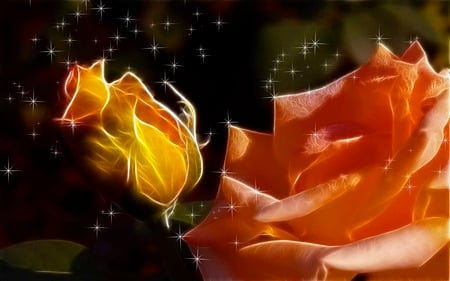 My Love One - abstract, roses, loving, romantic, fractalius, sparkling, beauty, flowers, nature