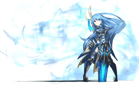 Anime - armor, anime, blue, sword, weapon, shiroganeusag