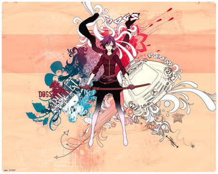 DOGS BULLET&CARNAGE - bullet and carnage, cool, widescreen, girl, vector, hd, dogs, nice, samurai, arts, colorful, blade maiden