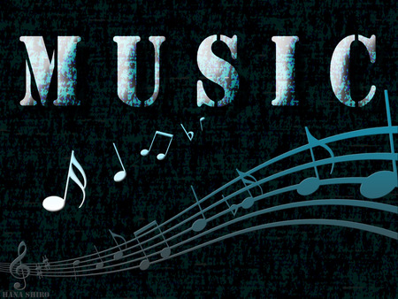 Blue Music - wallpaper, cool, black, dark, hana-shiro, blue, white, music, entertainment