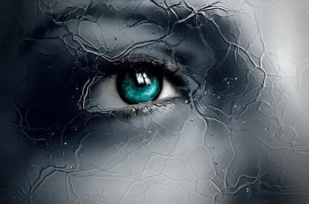 Cold - abstract, ice, blue, cold, eye, 3d, art