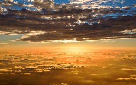 Golden Clouds - nature, sky, sunset, clouds