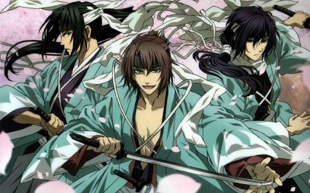 hakouki shinsengumi kitan - males, sanosuke harada, widescreen, saito hajime, toshizou hijikata, samurai, guys