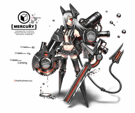 Type Mercury - anime, original, biotechnology, robot, mecha, tech, weapon, technology, machines, chemistry, girl, cool, cg, fantasy, chemical, alien, android, machine