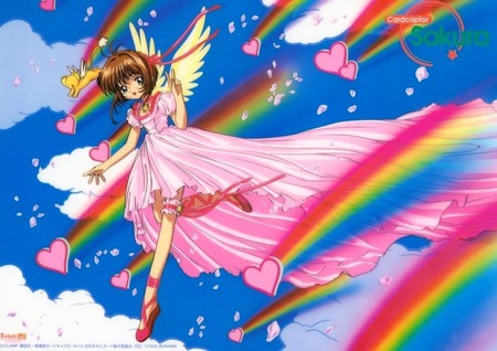 Sakura is with Kero - sakura, kero, wings, cute, pink