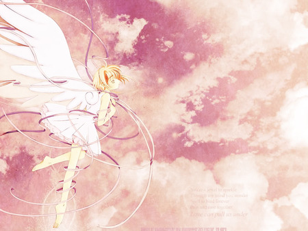 Sakura with wings - sakura, pink, wings