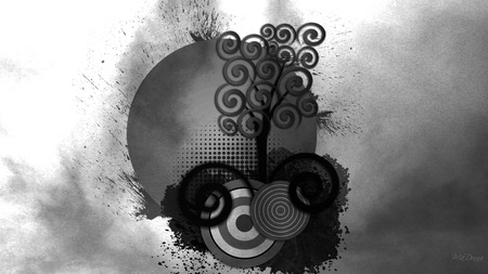 Abstract Tree - grunge, widescreen, circles, smudges, firefox persona, tree