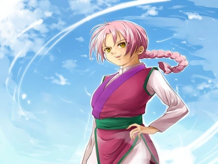 young genkai - genkai, women, anime, female, yu yu hakusho, girl, pink hair