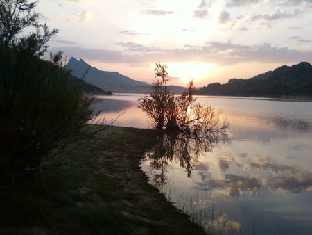 Coghinas Sunset - lake, sunset, italy, sardinia