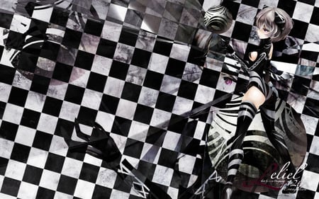 Leliel Evangelion - widescreen, cg, black, white, checkerboard, girl, hd, tiles