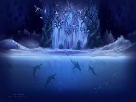 Dolphin Paradise - dolphins, sea, animals, ocean fantasy