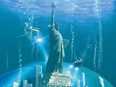 World Under Water - ocean, art, abstract, statue, fantasy