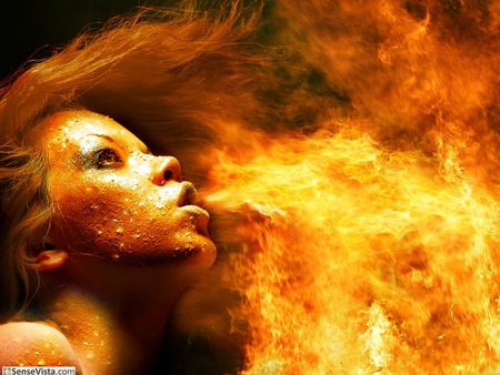 fire girl - face, fire