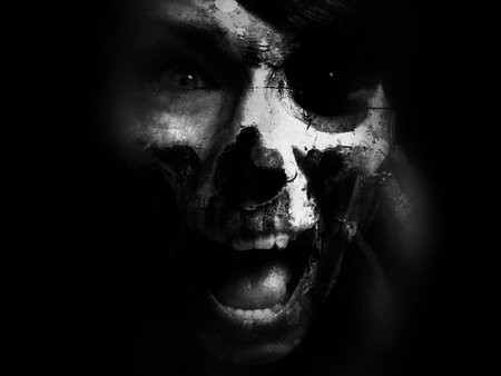 Scream - scream, eyes, gothic, dark, skull, scary, goth, horror, black and white