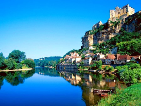 Hillside Houses - river, picture, beautiful, hillside, houses